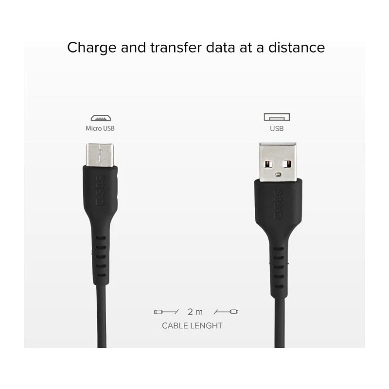 SBS TECABLEMICRO2K 2m USB A Micro-USB B Male Male Schwarz USB-Kabel (TEKabelMICRO2K)