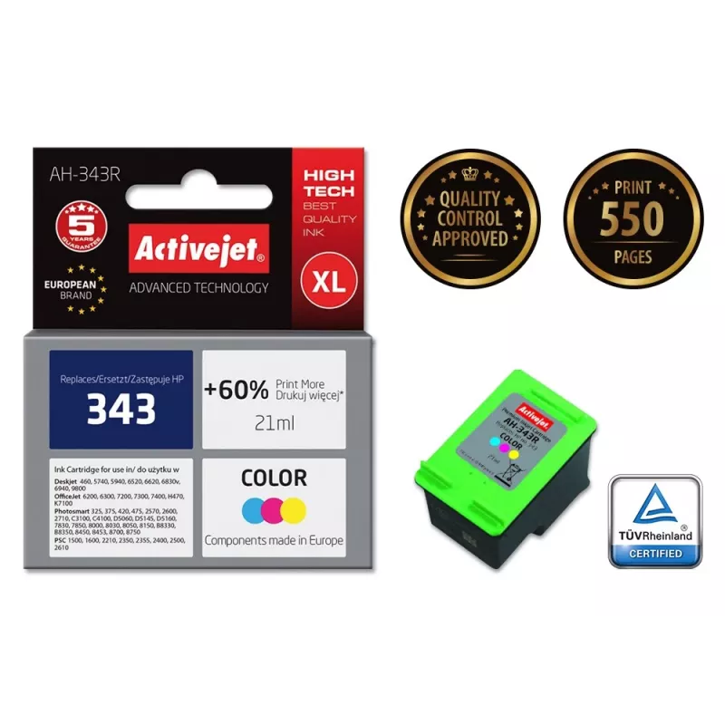 Activejet AH-343R Tinte (Ersatz für HP 343 C8766EE; Premium; 21 ml; Farbe)