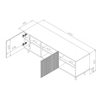 Cama RTV-Schrank PAFOS 150x42x52 weiß matt