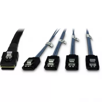 Kabel SFF-8087 > 4x S-ATA gekreuzt schwarz 1 Meter teilummantelt