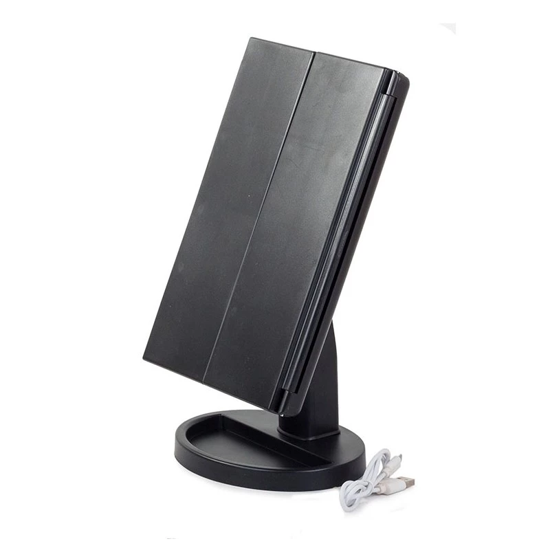 Extralink Kosmetikspiegel, vergrößernd, schwarz, klappbar, hintergrundbeleuchtet, mit Standfuß