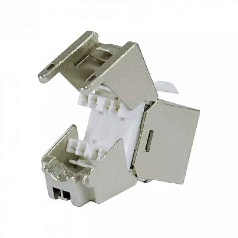 Geschirmter Cat.6A schlank Keystone Jack, EQUIP 767223, werkzeugfrei, RJ-45, flach, Silber, 8 Stück