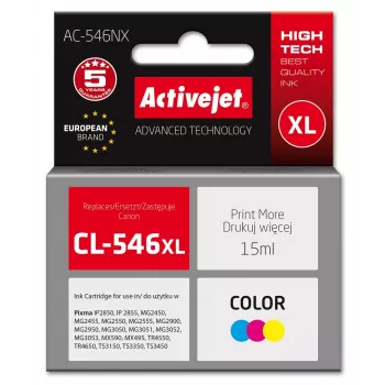Activejet AC-546NX Druckertinte für Canon, Ersatz für Canon CL-546XL; Supreme; 15 ml; Farbe, Cyan, Magenta, Gelb