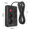 Steckdosenleiste MACLEAN MCE393 B — 4 Steckdosen, 3×USB, 110–240 V, 2500 W, 3 m Kabel, schwarz