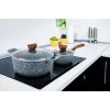 PROMIS Granit-Topfset, Kochtopf 16 cm, Töpfe 20, 24, 28 cm, braune Griffe