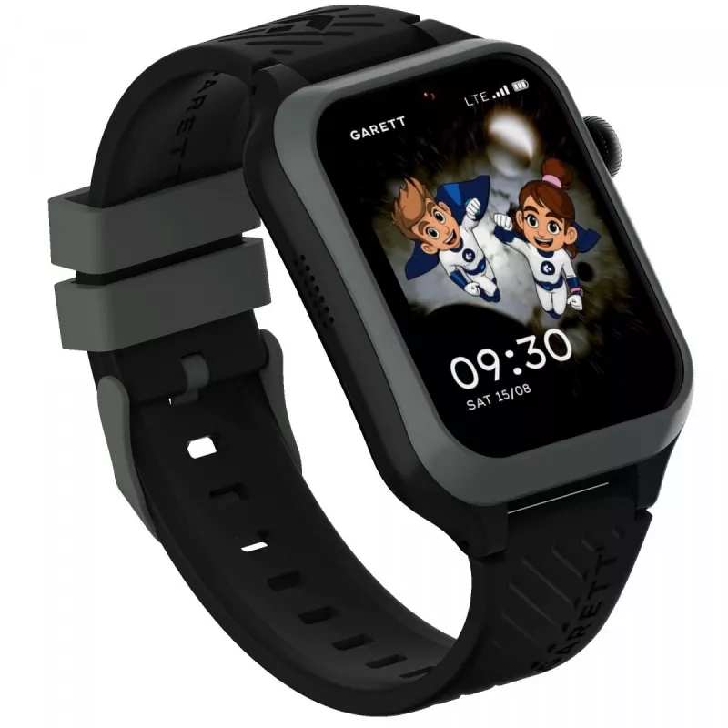 Smartwatch Garett Kids Essa 2 4G Schwarz — GPS-Kinderuhr mit 4G-Konnektivität