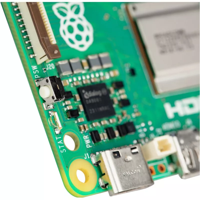 Single-Board-Computer Raspberry Pi 5 Entwicklungsboard — 2400 MHz Arm Cortex-A76, bis zu 16 GB LPDDR4x, MicroSD, USB 3.2, Wi‑Fi 5