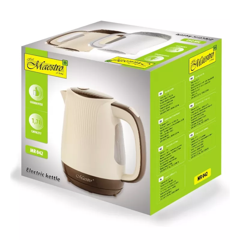 Feel-Maestro MR042 beige Wasserkocher 1,7 L Beige, Braun 2200 W