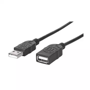 MANHATTAN Hi-Speed USB 2.0 Verlängerungskabel Typ-A-Stecker – Typ-A-Buchse, Schwarz, 1,8 m (338653)