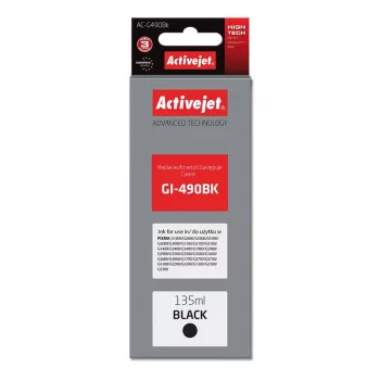 Tintenpatrone ActiveJet AC-G490Bk Schwarz, kompatibel für Canon GI-490BK, pigmentiertes Schwarz 135 ml, hohe (XL) Reichweite