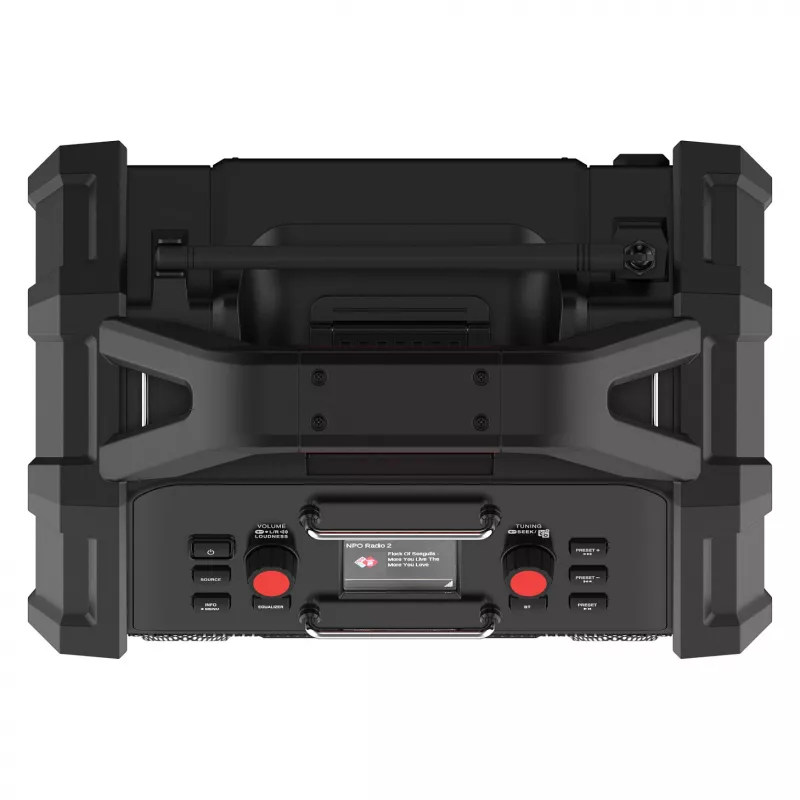 Tragbares Baustellenradio PerfectPro ROCKTAGON 18V — batteriebetriebenes Baustellenradio
