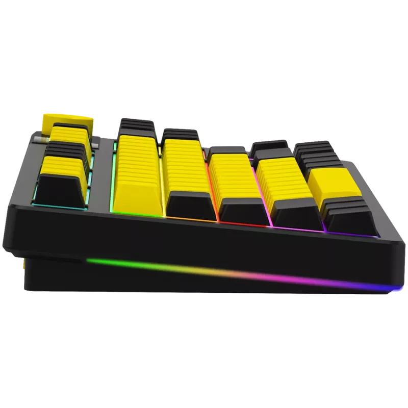 LORGAR KBP70TKLW, Kabellose TKL Mechanische Gaming-Tastatur Pro, Schwarz/Gelb, EN-Layout