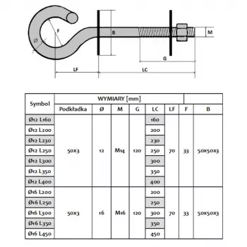 Hänghakenschraube Extralink EX.6464 16/200 mm – Deck- und Wandanker aus Metall zur Kabelverwaltung