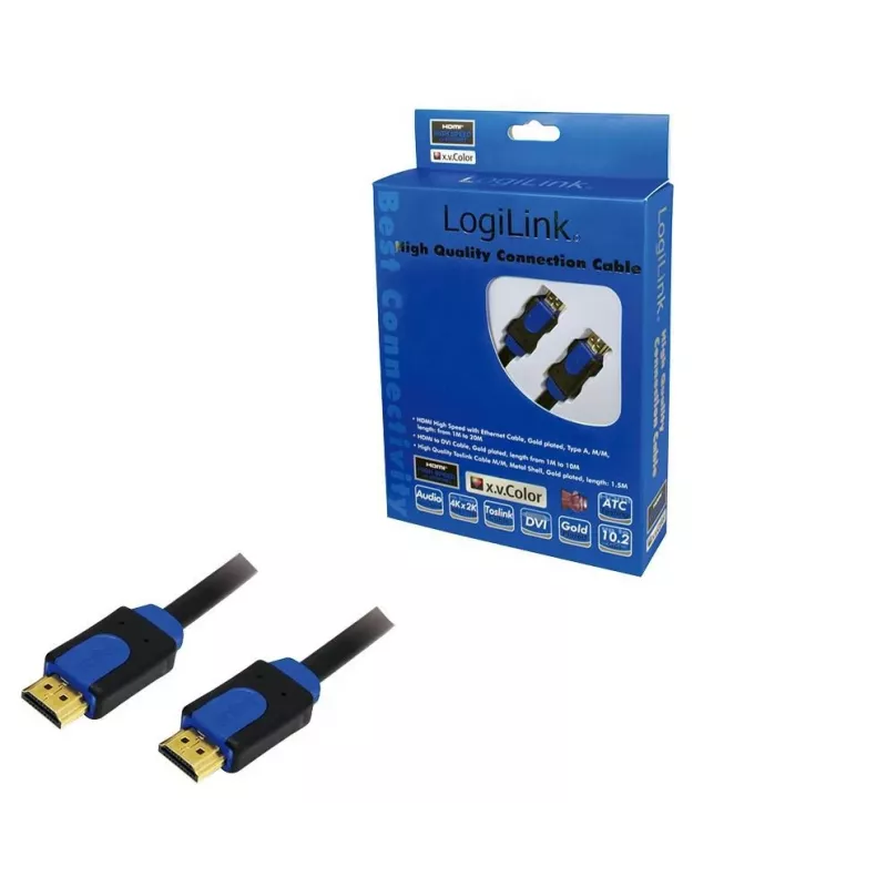LogiLink HDMI Kabel High Speed, mit Ethernet Kabel, 1,0 m zur Übertragung von Audio, Video und Ethernet Daten (CHB1101)