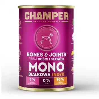 CHAMPER Bones & Joints Monoprotein Truthahn - Nassfutter für Hunde - 400g