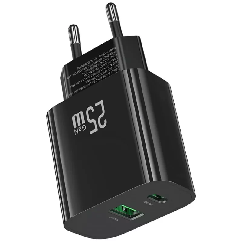 USB-Ladegerät usams USA001629 25W 1×USB-C + 1×USB-A Schnellladung