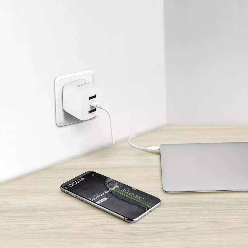 DICOTA D32069 Ladegerät für mobile Geräte Laptop, Smartphone Weiß AC Schnellladen Indoor