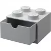 LEGO Schreibtischschublade 4, Aufbewahrungsbox Grau, Noppen