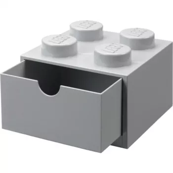 LEGO Schreibtischschublade 4, Aufbewahrungsbox Grau, Noppen
