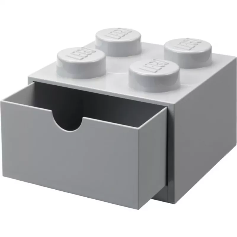 LEGO Schreibtischschublade 4, Aufbewahrungsbox Grau, Noppen