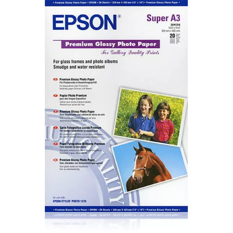 Epson Premium Glossy Photo Paper, DIN A3+, 250g/m², 20 Blatt