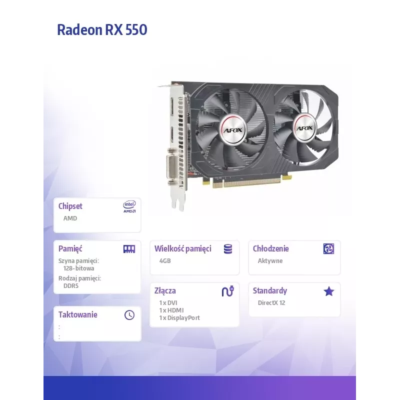 AFOX Radeon RX 550 4GB GDDR5 PCI-E 3.0 Grafikkarte