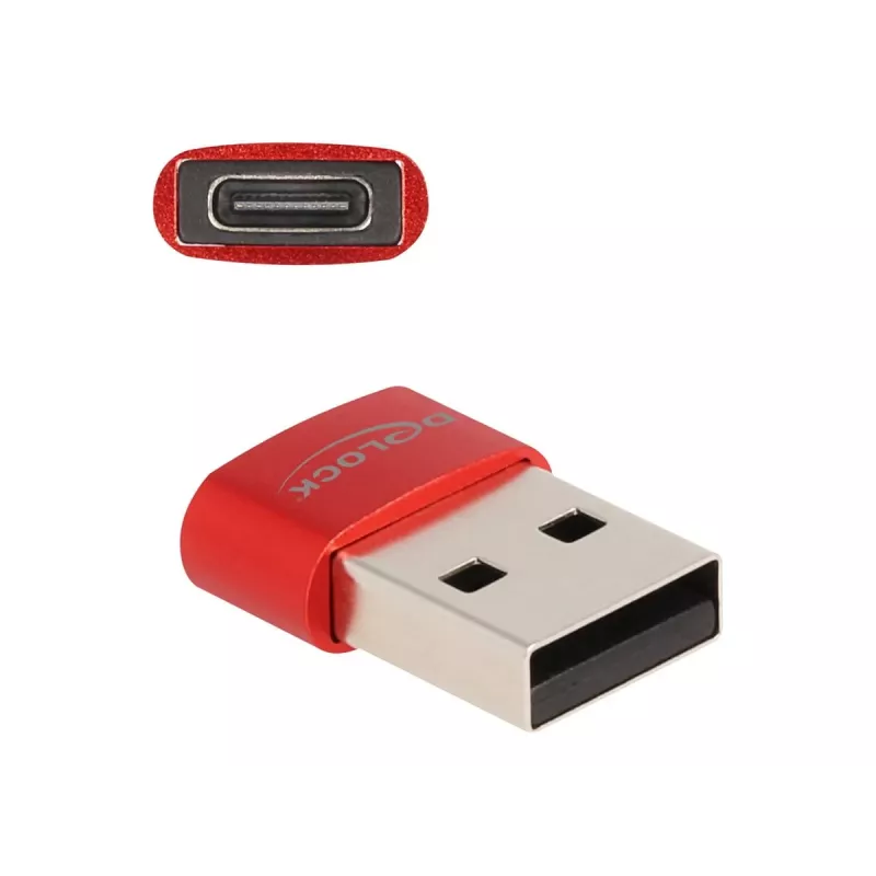 Delock - USB-Adapter - USB (M) zu 24 pin USB-C (W) - USB2.0 3 A - Rot (60050)