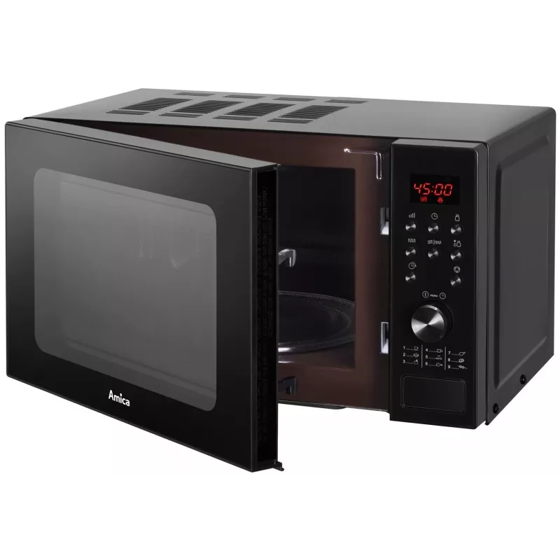 Amica AMGF20E1GB Mikrowelle Flachbett-Mikrowelle mit Grill 20 L 700 W Schwarz