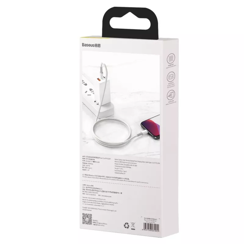 USB-C auf Lightning Baseus High Density Geflechtkabel, 20W, PD, 2m (weiß)