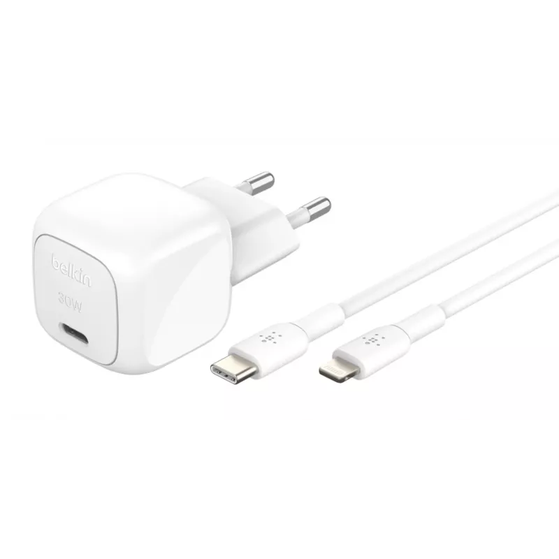 30W USB-C-Ladegerät Belkin WCA008KQ1MWH-B5 PD PPS, kompaktes Netzteil für Telefone und Tablets