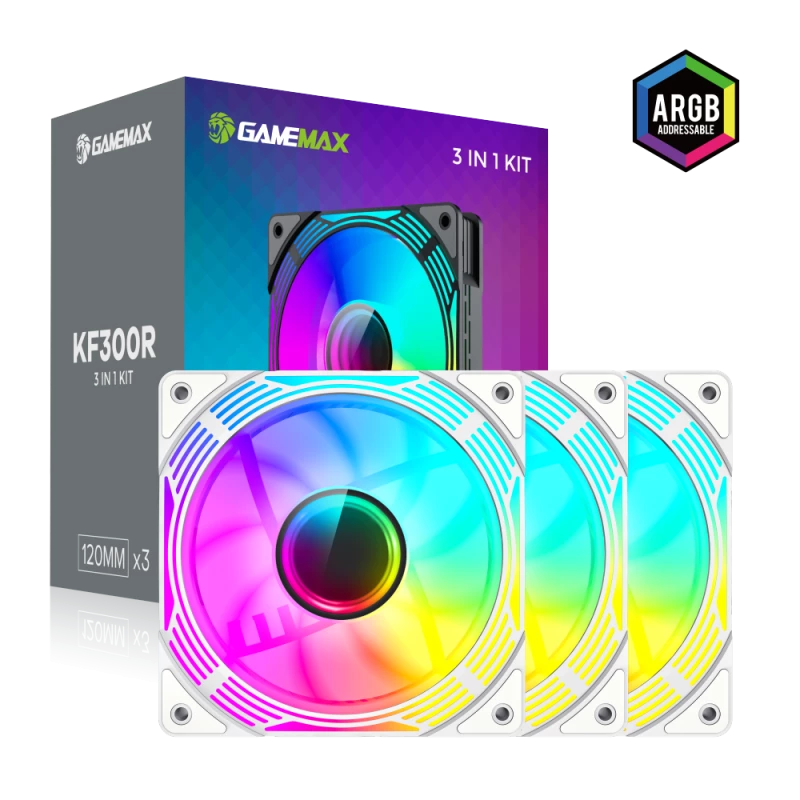 Gamemax | Gehäuselüfter | KF300R BK | Weiß