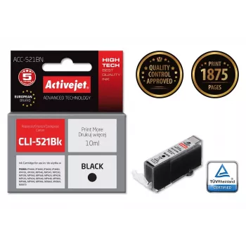 Activejet ACC-521BN Tintenpatrone (Ersatz für Canon CLI-521Bk; Supreme; 10 ml; Schwarz)