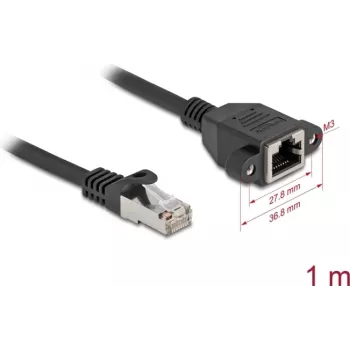 Netzwerkkabel DeLOCK 90775 Schwarz 1m Cat6a S/FTP RJ-45