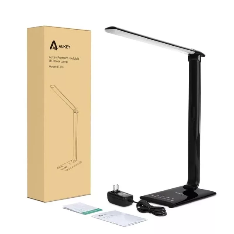 LED-Schreibtischlampe Aukey LT-T10 12W 3000–6500K — einstellbare Farbtemperatur, schwarz