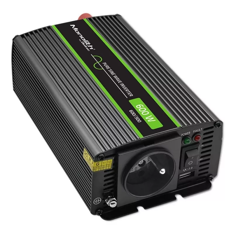 Qoltec Monolith power adapter/inverter Auto 600 W Schwarz