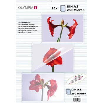 Laminierfolien Olympia 9186 für A2-Format, transparent, 25 Stück, Folienbreite 429 mm