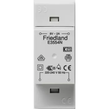 Friedland E3554N, 220 - 240 V, 50 Hz, 8 V, 2 A, grau, 34 mm