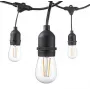 VISIONAL LED-Gartenlichterkette mit 15 E27-Fassungen, 15 m Länge, 1 m Abstand, schwarzes Kabel (H05VV-F 2x0,75)