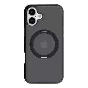 Schutz-Handyhülle Torras Ostand Pro für iPhone 16 — Schwarz, schlankes stoßfestes Design