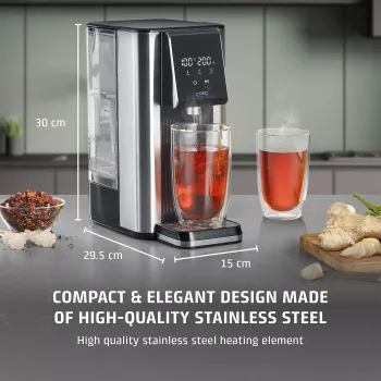 Caso Turbo Heißwasserspender | HW 620 | Wasserspender | 2600 W | 2,5 L | Kunststoff/Edelstahl | Schwarz/Edelstahl