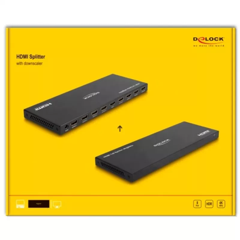 DeLOCK HDMI Splitter 1 x HDMI-Eingang auf 8 x HDMI-Ausgang 4K 60 Hz