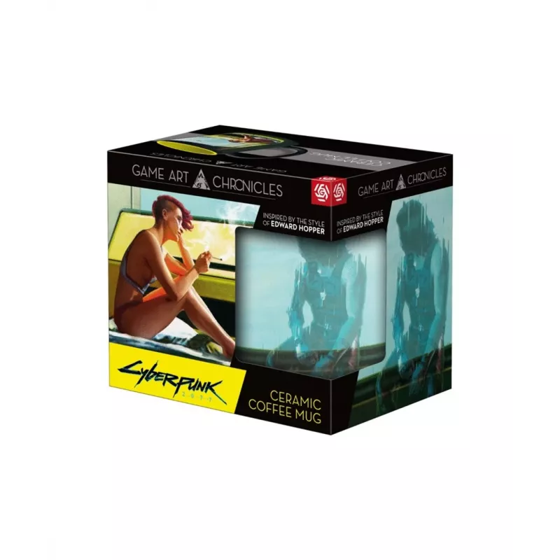 Heat Reveal Mug Good Loot Cyberpunk 2077 Game Art Chronicles - V & Edward Hopper 450 ml Schwarz, Gelb