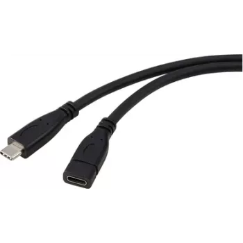 Renkforce USB-Kabel USB 3.2 Gen1 USB-C® Stecker, USB-C® Buchse 1,00 m Schwarz RF-5720414 (RF-5720414)