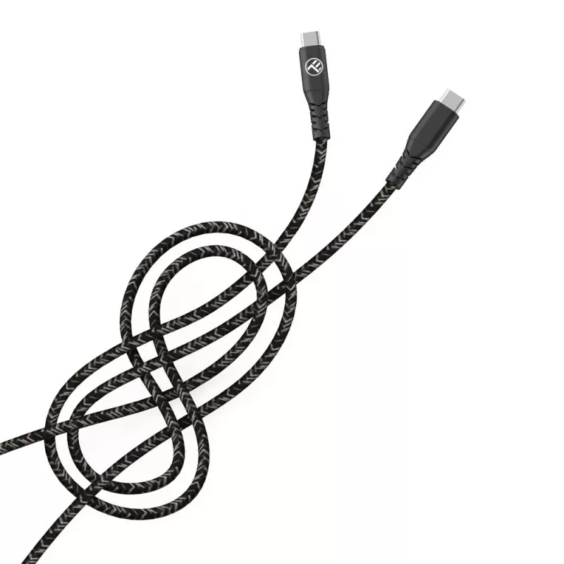 USB-Typ-C-auf-Typ-C-Datenkabel Tellur TLL155471, 1 m, 3 A, 60 W PD, Nylongeflecht, schwarz