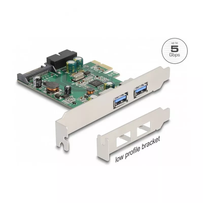 DeLOCK PCI Express x1 Karte auf 2 x USB 3.2 Gen 1 Typ-A + 1 x interner 19-Pin-Header
