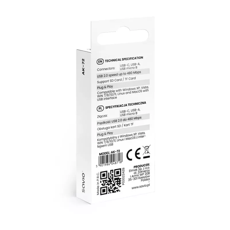 SD-Kartenleser 3-in-1, USB-C + USB-A 2.0 + Micro-USB