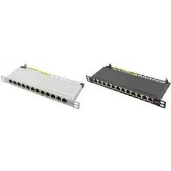 LogiLink - Patchpanel - rack-montierbar - RJ-45 X 12 - Hellgrau, RAL 7035 - 0,5U - 25,4 cm (10)