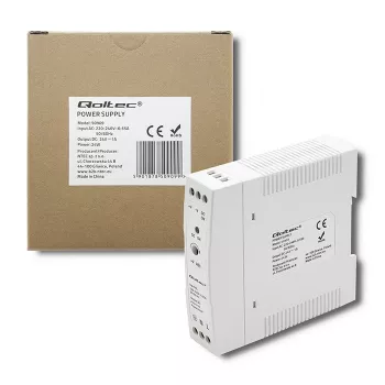 Qoltec DIN-Schienen-Netzteil | 24W | 24V | 1A | Weiß | schlank