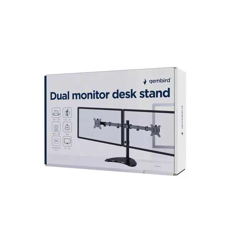 Gembird MS-D2ST-02 Monitor-Tischständer (drehen, neigen, schwenken), 13”-32”, schwarz