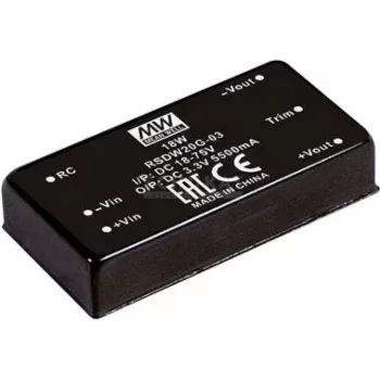 Netzteil/Wandler MEAN WELL RSDW20F-03 — 20 W Ausgangsleistung, 3 V Ausgangsspannung, Tiefe 50,8 mm, Gewicht 35 g